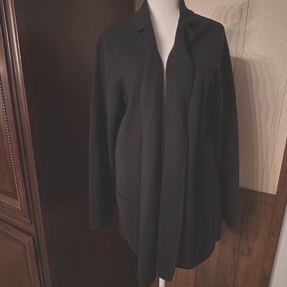 J. Jill Women's Open Cardigan Size Medium Black Wearever Collection